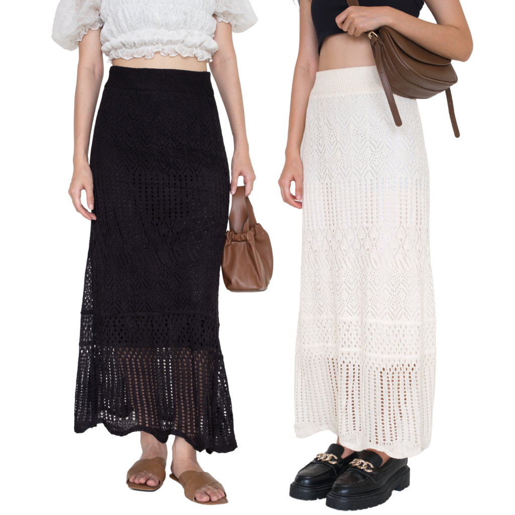 CWJ ARIA LONG SKIRT / Rok Wanita / Rok Rajut / Knit Skirt / Rok Brukat / Rok Panjang / Rok Highwaist