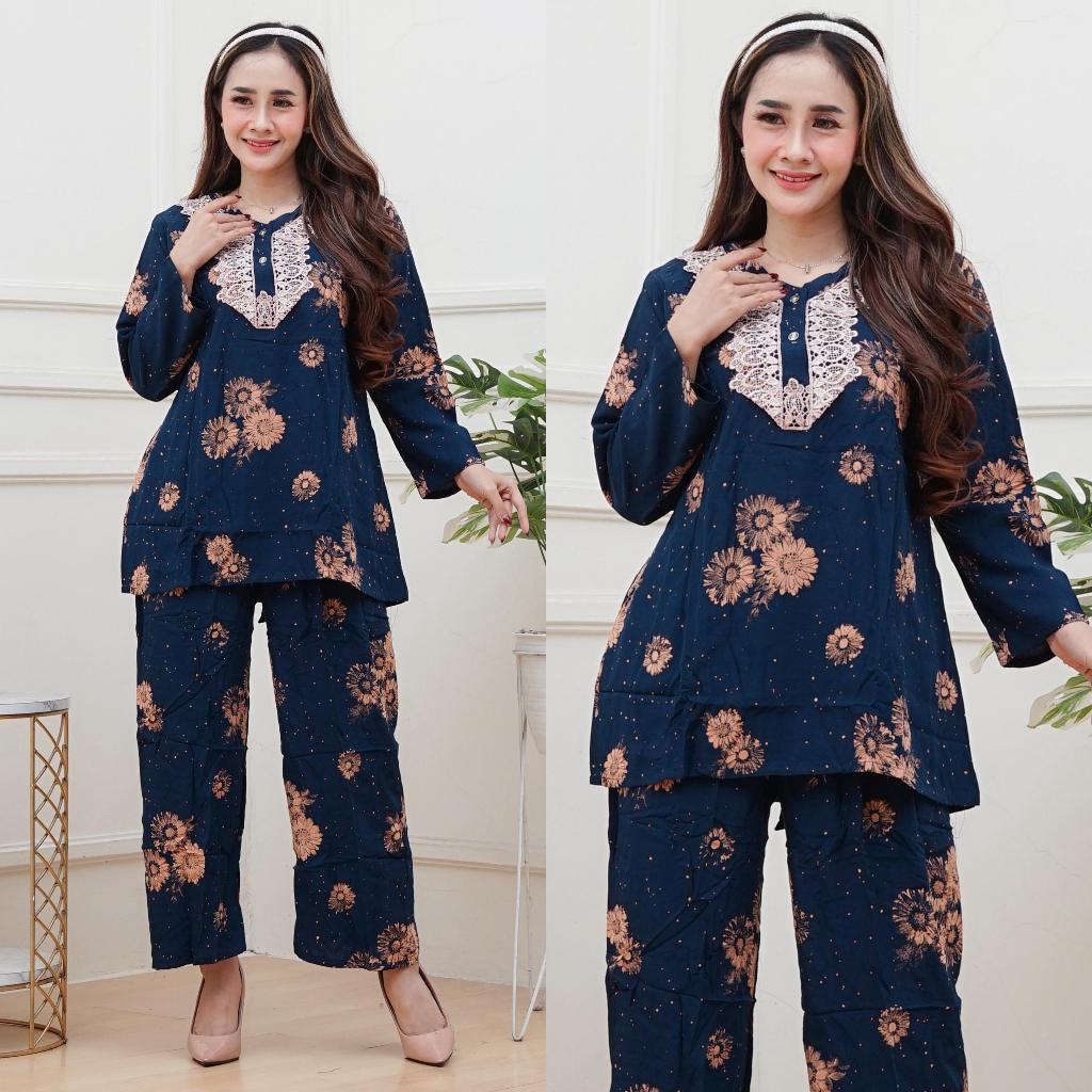 Baju Tidur Lengan Panjang Setelan Piyama Oneset Arabian Dewasa Busui Rayon Terbaru