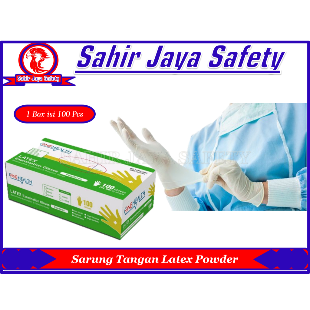 Sarung Tangan Karet Medis Latex Powdered Gloves Latex 1 Box isi 100Pcs