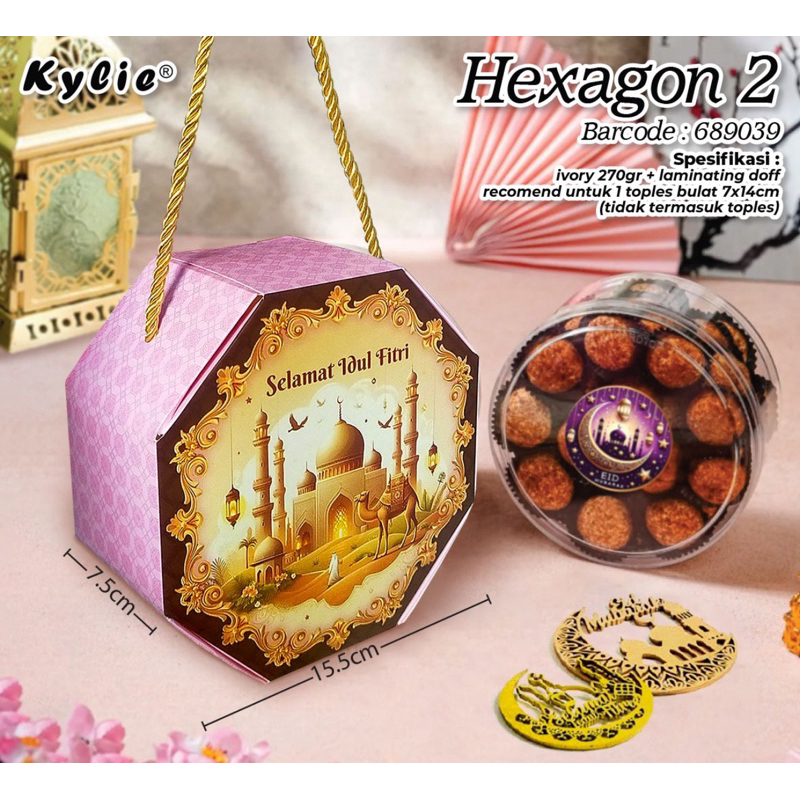

Box lebaran / Box idul fitri / Box cookies / Box 1 toples / Box Hexagon