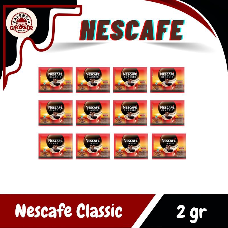 

KOPI NESCAFE CLASSIC 2gr/ KOPI INSTANT/ WEDANG /KOPI TANPA AMPAS/ KOPI HITAM/1 RENTENG GRATIS 1 PCS