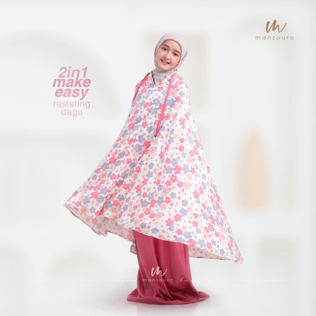 Mukena Anak Perempuan Rayon Premium 2in1 Resleting Mukenah Tanggung TK SD SMP Remaja Dewasa Couple