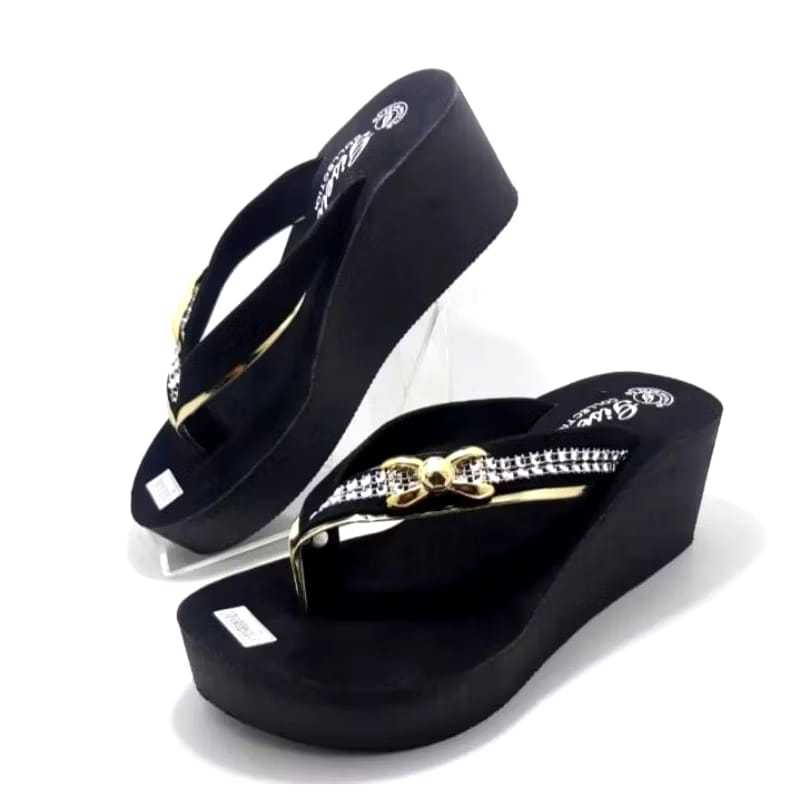 Sandal Wanita Wedges Jepit Permata Tinggi 5 Cm Sendal Wanita Kekinian