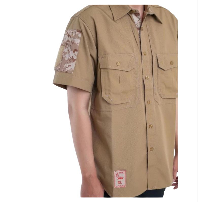 Kemeja PDL Taktikal Coklat Army Motif Camo Digital Coklat PT SRITEX
