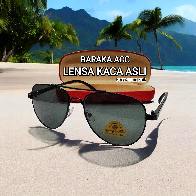 Kacamata Gaya Fashion Aviator Baraka Acc Lensa Kaca Asli Pria Wanita Elegant