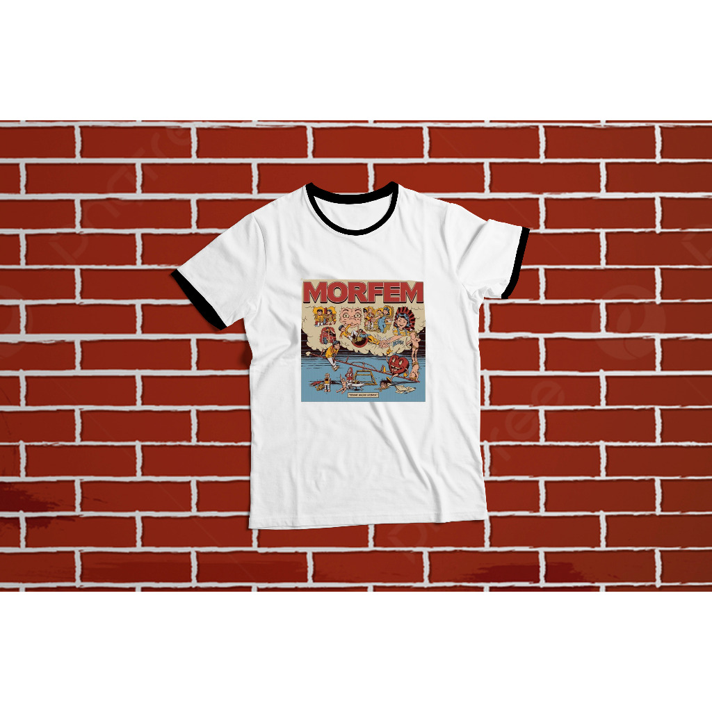 BAJU KAOS RINGER TEE MORFEM - NUANSA BERISIK BAHAN COTTON COMBED 24S Premium Limited Edision MB_MERC