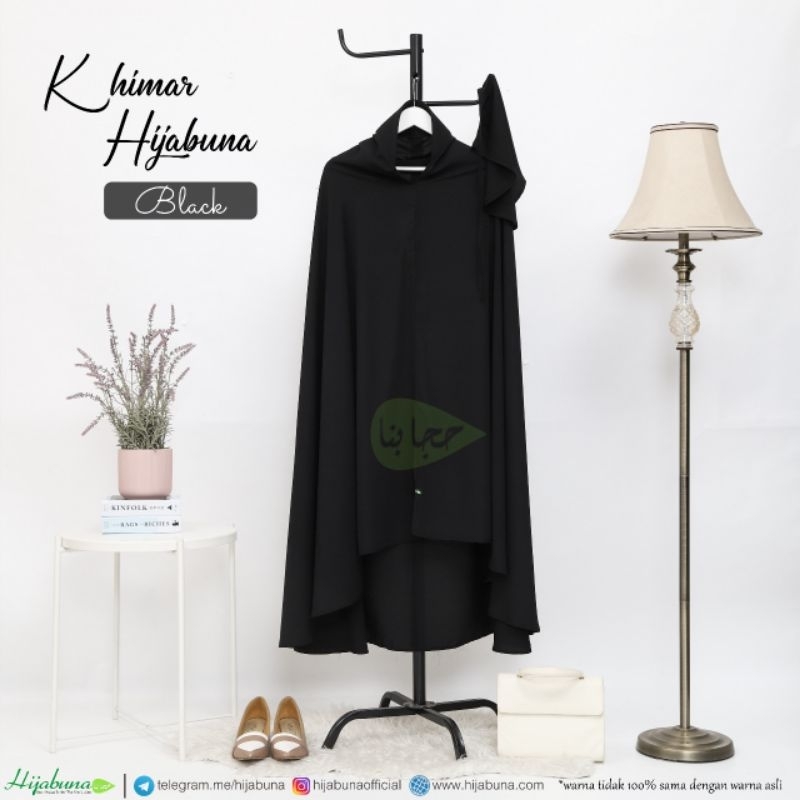 Jilbab jetblack khimar jetblack hitam by hijabuna