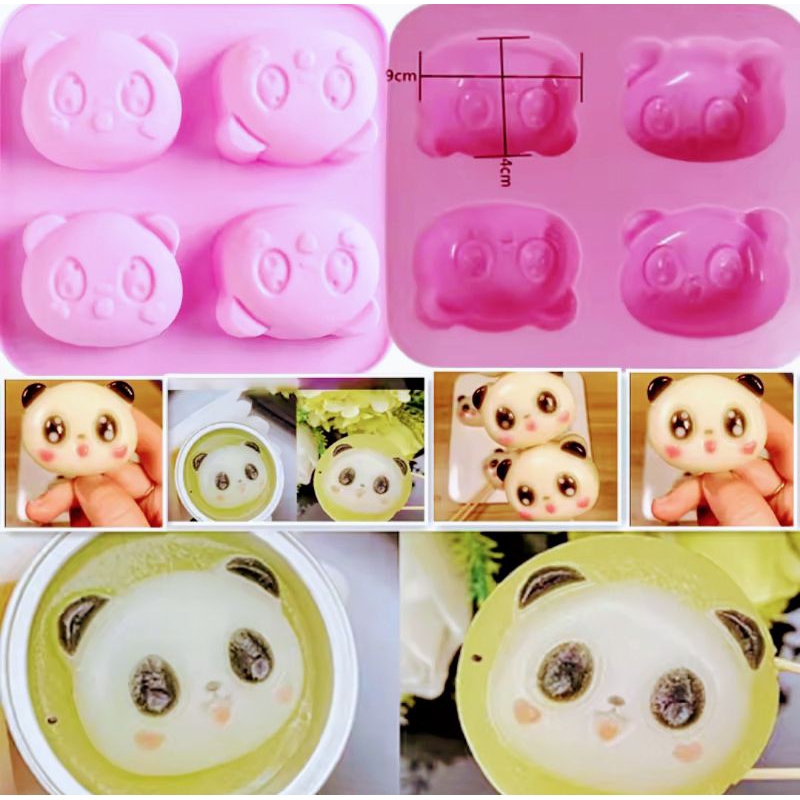 cetakan silikon panda coklat jelly gypsum panda