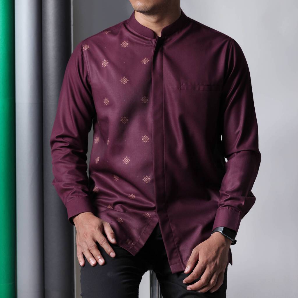 Baju Kemko Couple Warna Burgundy Dewasa Lengan Panjang Pendek Sublim Original Saviq Warna Burgundy T