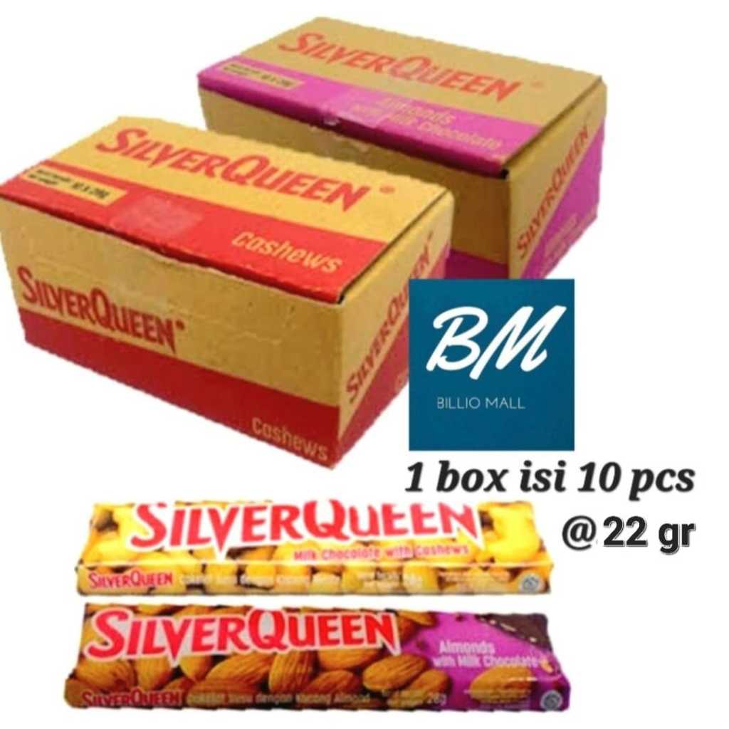 SILVERQUEEN COKELAT 22 gr 1 Box (isi 10 pcs) Cashew / Almond