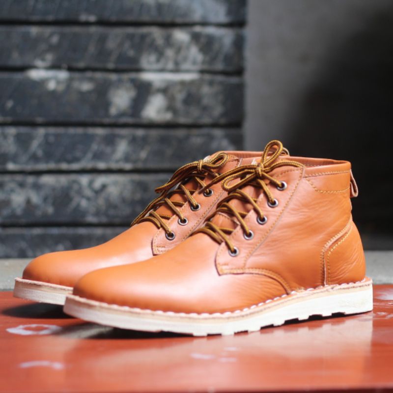 SPON | Sepatu Boots Pria Original Kulit Asli Black Master Spon Road Tan