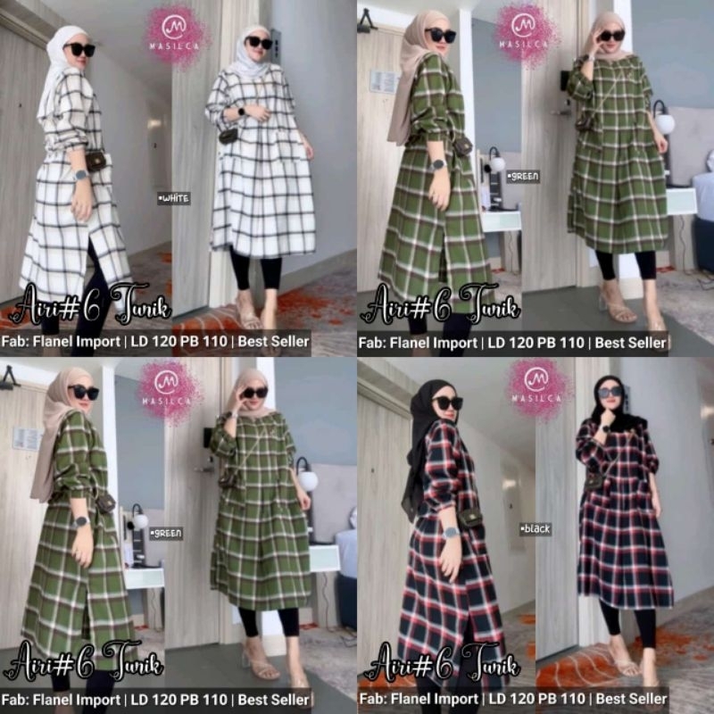 AIRI TUNIK FLANEL IMPORT DENGAN LD 120CM MOTIF KOTAK