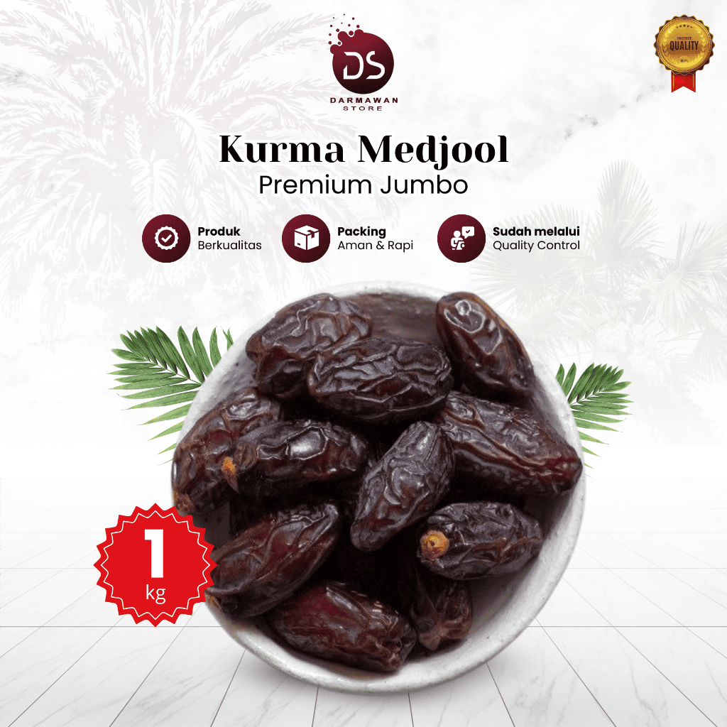 

Kurma Medjool Premium Jumbo 1kg Kemasan Dus Rasa Manis Alami Lembut