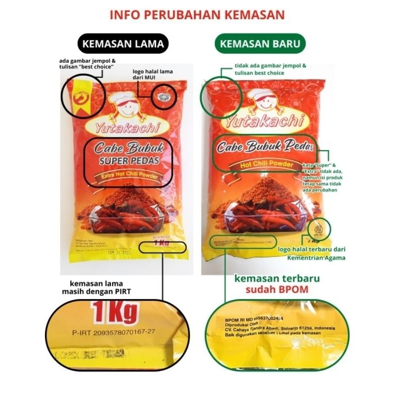 

Bubuk cabe super pedas bubuk red extra hot Chili yutakachi 1000 g