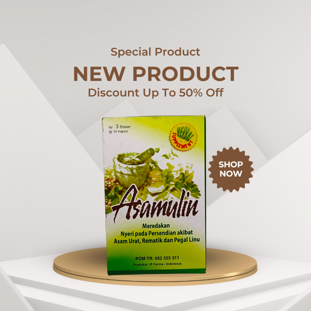 

JAMU HERBAL ASAMULIN Original UNTUK ASAM URAT PEGALINU,KOLESTEROL 1 BOX 3 BLISTER @10 KAPSUL AMPUH