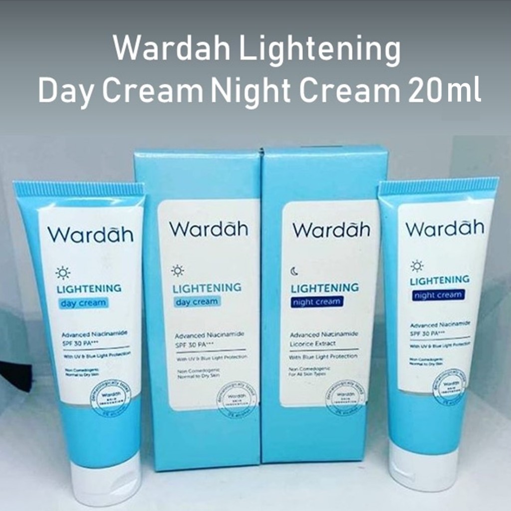 Wardah Paket Lightening Cream Siang 20ml dan Malam 20ml - Pelembab Wajah