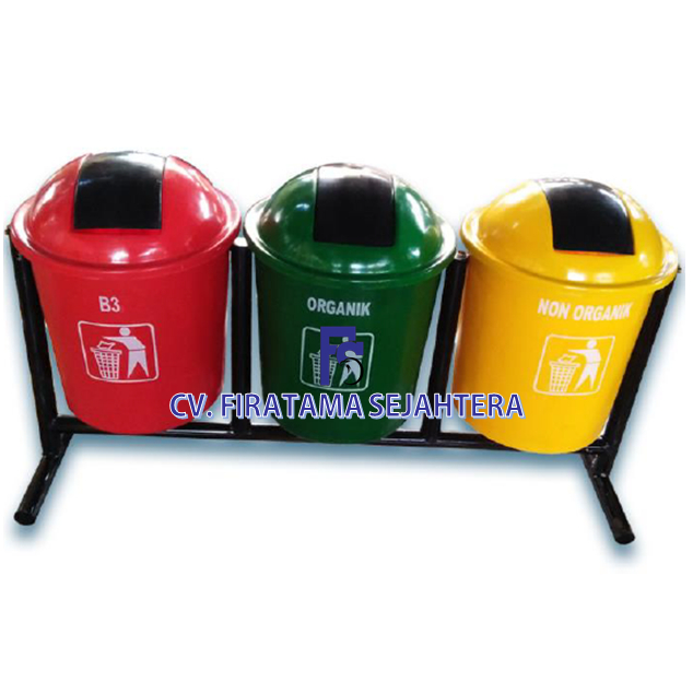 Tempat Sampah Fiberglass Bulat Single 3 in 1