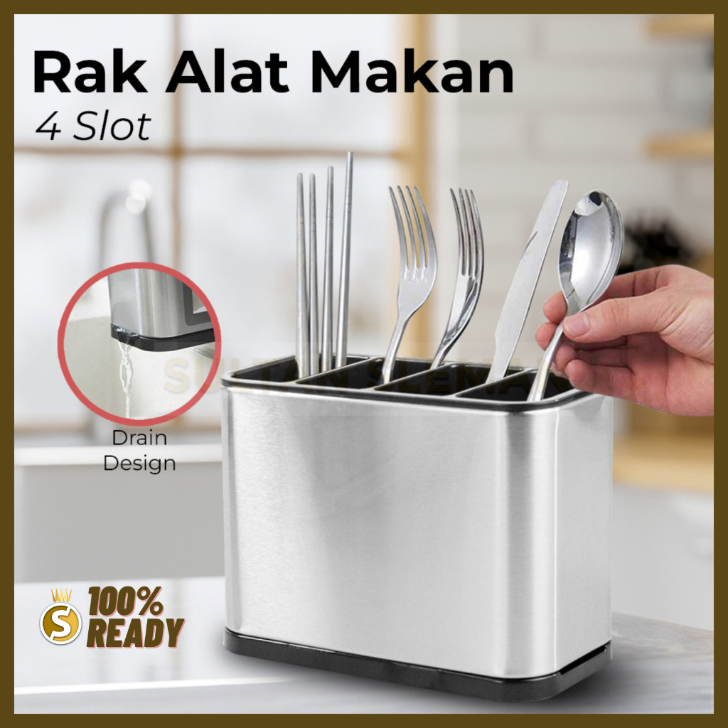 Rak Sendok Stainless Steel / Tempat Sendok Garpu / Rak Tempat Sendok Garpu Gantung Rak Meja Dapur