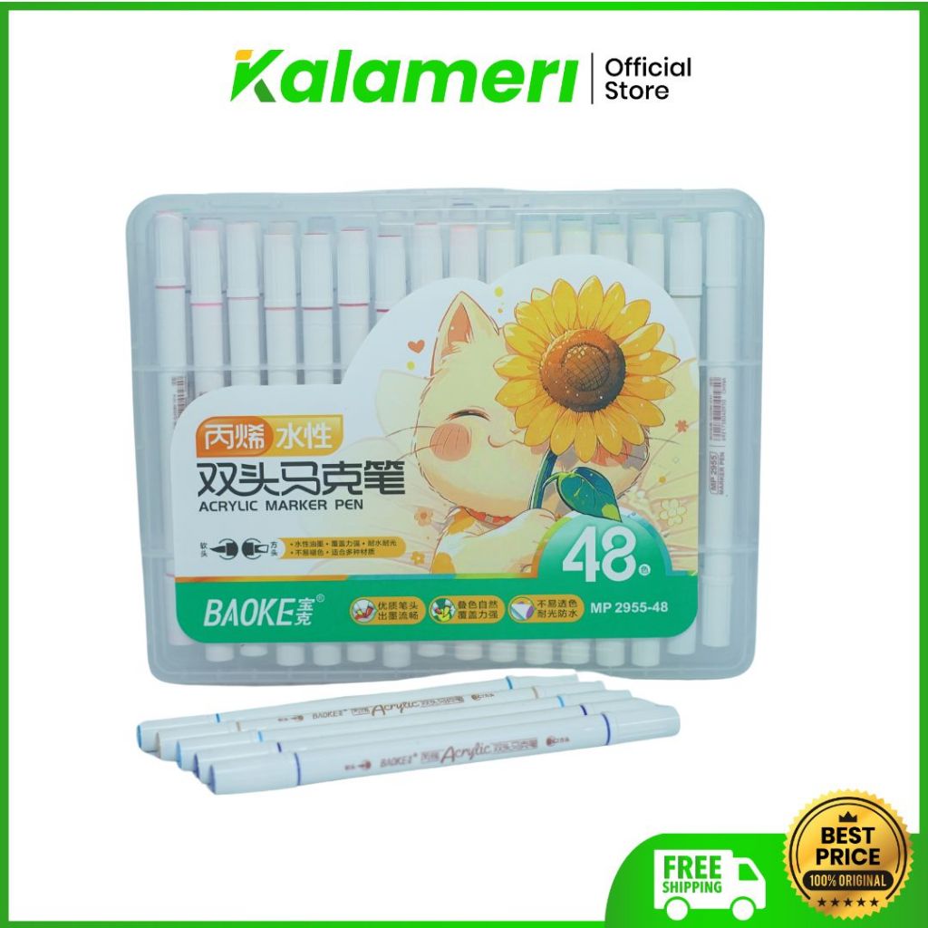 

KALAMERI - Baoke Acrylic Pen Marker 48C B - Pewarna Akrilik 48 Warna B