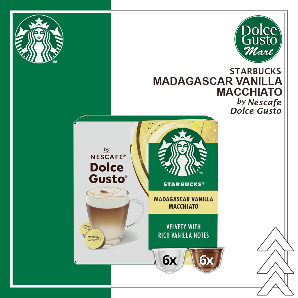 

Starbucks Madagascar Vanilla Macchiato Original by Nescafe Dolce Gusto Capsule - Kopi Kapsul Blonde Roast