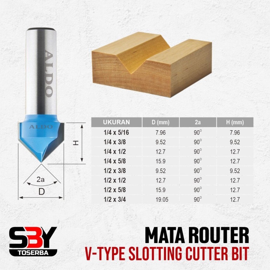Mata Router Bit Kayu V Slotting Cutter ALDO
