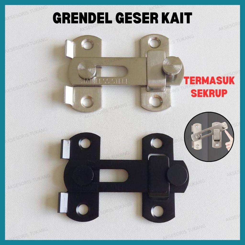 Grendel Pintu Geser Slot Pintu Hitam Satin Gerendel Dorong Geser Tarik Kunci Pengait