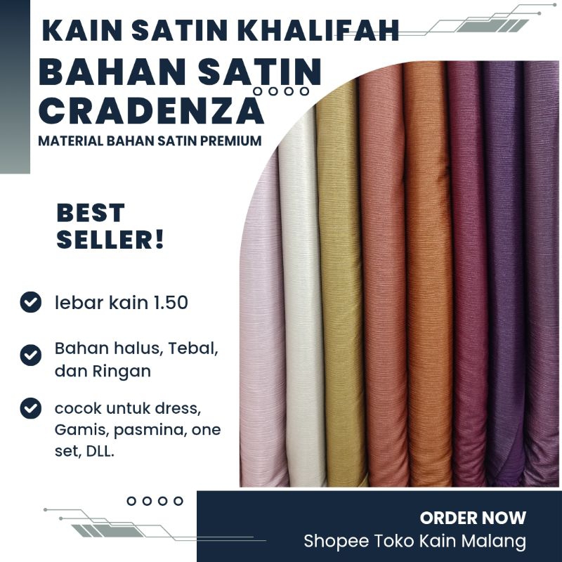KAIN SATIN | KAIN SATIN KHALIFAH/BAHAN SATIN CRADENZA METERAN (HARGA PER 0.5 METER)