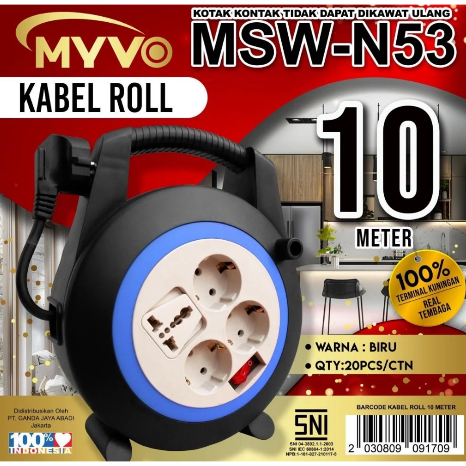 Kabel Roll 10meter / Box Kabel Myvo 10meter MSW N53 Kabel Listrik 10 meter