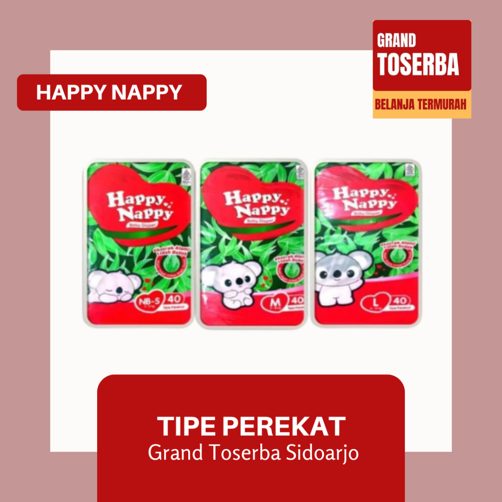 HAPPY NAPPY TIPE PEREKAT DIAPERS BABY/ PAMPERS / POPOK BAYI SIZE NB-S / M / L