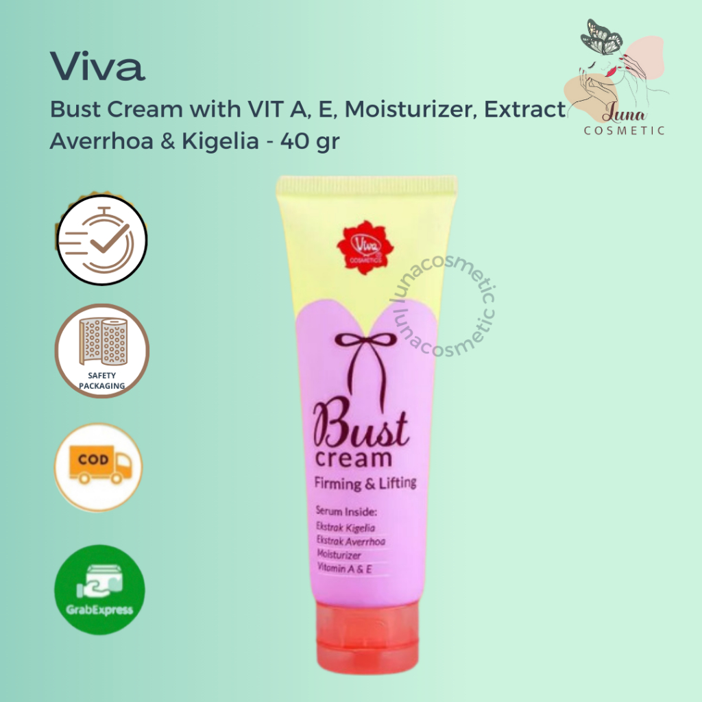 Viva Queen Bust Cream with VIT A, E, Moisturizer, Extract Averrhoa & Kigelia - 40 gr