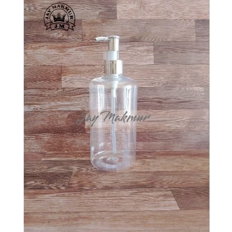 Botol Sabun Cair 500ml Clear Tutup Pump Clip Oil N24 gold ( Ketebalan Botol 33 Gr )