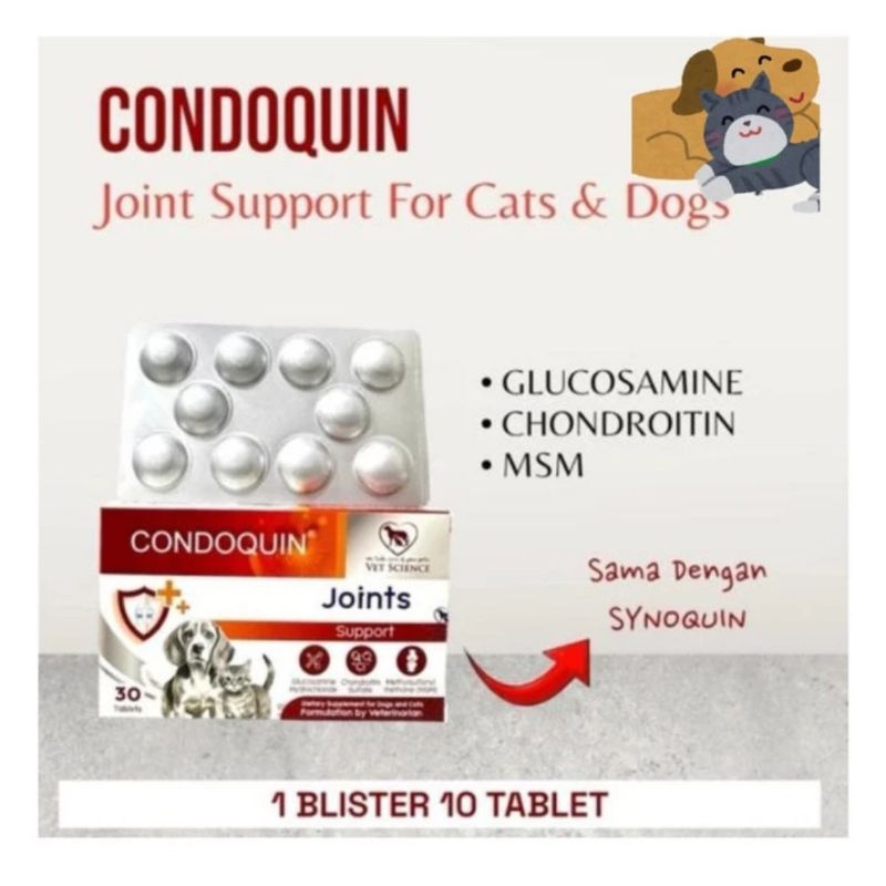 Condoquin Joint Support Calcium Anjing & Kucing / Suplemen Kalsium Tulang Anjing