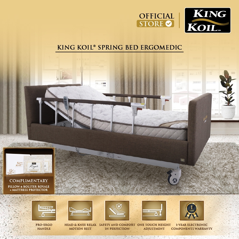 KING KOIL Ergomedic - Kasur Spring Bed 100x200 with Adjustable Home Care Machine [Full Set]