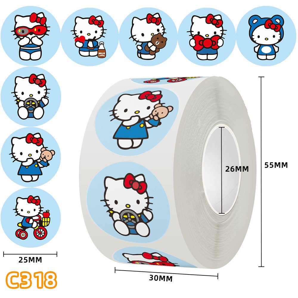 

[size 2,5cm - Sedang] sticker label karakter Hello Kitty +/- 500pc