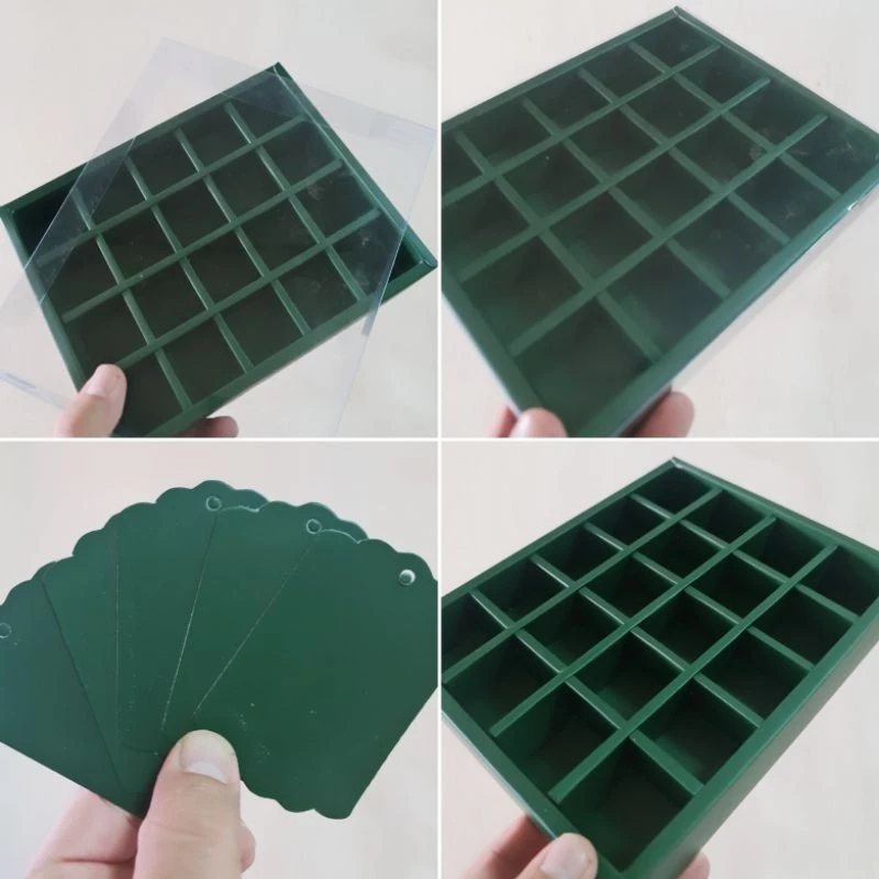 

5 pcs dus hijau tua kemasan kue nastar box packaging hampers sekat 20 ukuran 3.5x3.5x3.5 cm