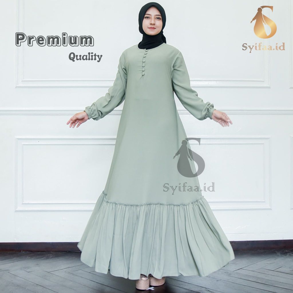 Gamis SYIFAA.ID 04/Gamis/Dress/Gamis Rempel/Gamis Kancing Bahan Monaco Premium/Pakaian Muslim Wanita
