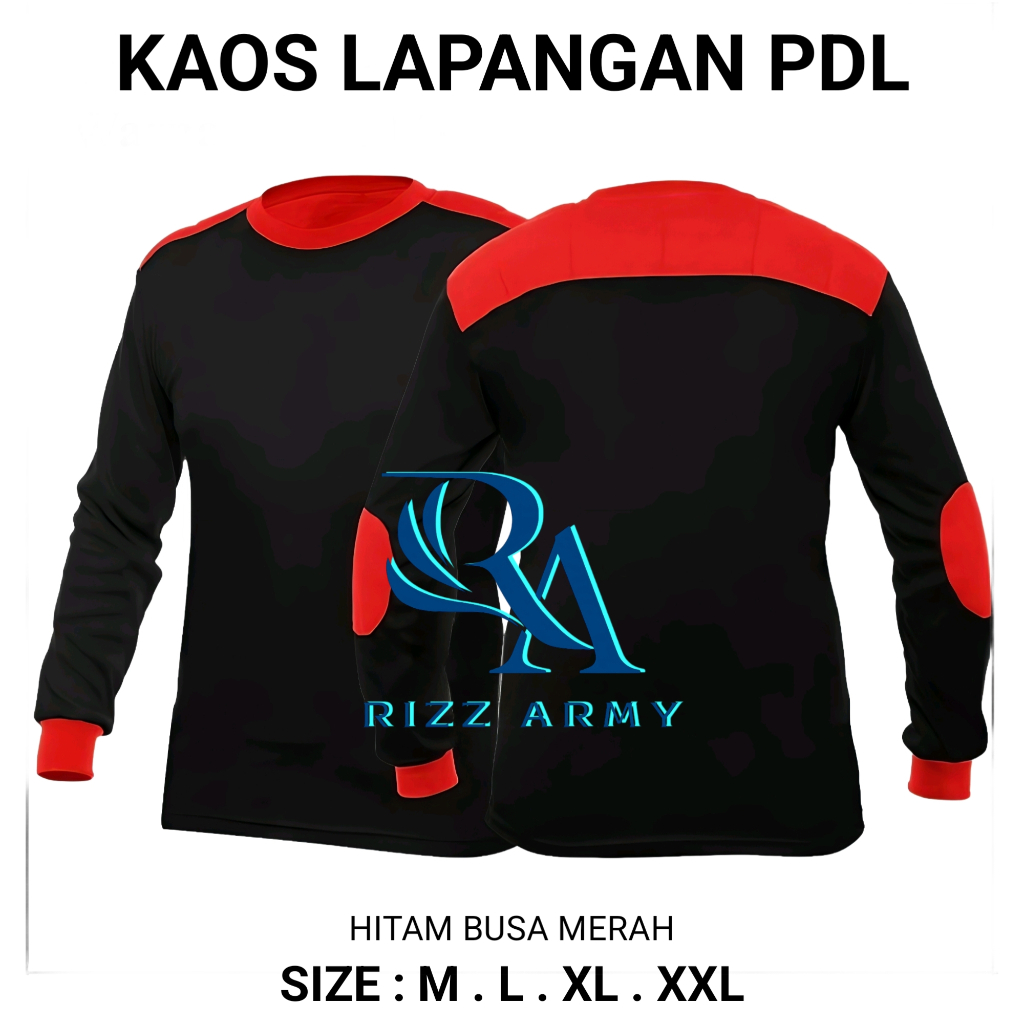 KAOS POLOS LAPANGAN HITAM MERAH LENGAN PANJANG TACTICAL BAJU PDL TRAINING OSPEK DIKLAT KOMUNITAS KLU