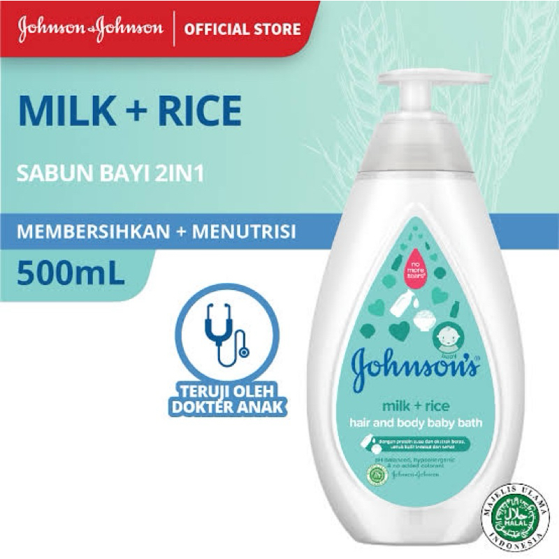Johnson Johnson’s Baby milk rice Baby bath sabun mandi bayi murah botol 500 ml