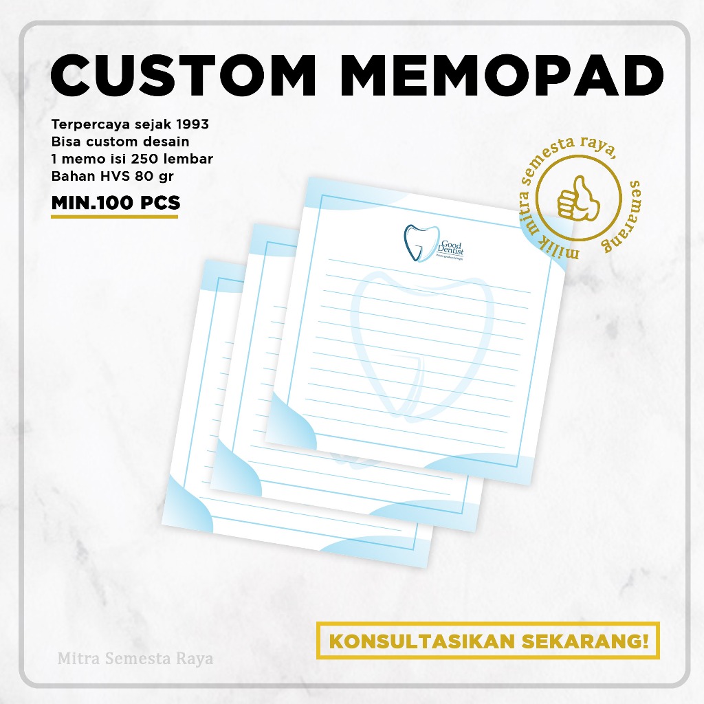 

Custom Memopad / Stationery Kantoran Perusahaan MINIMAL 100 PCS