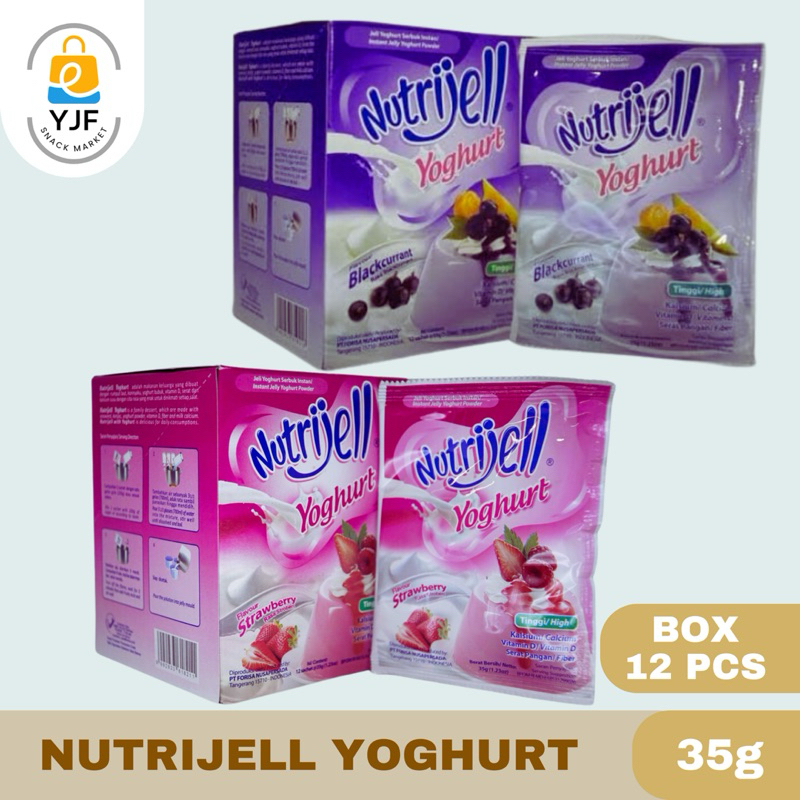 

Nutrijell Yoghurt BOX / Agar Agar Puding Yoghurt Rasa Blackcurrant / Strawberry - BOX ISI 12PCS