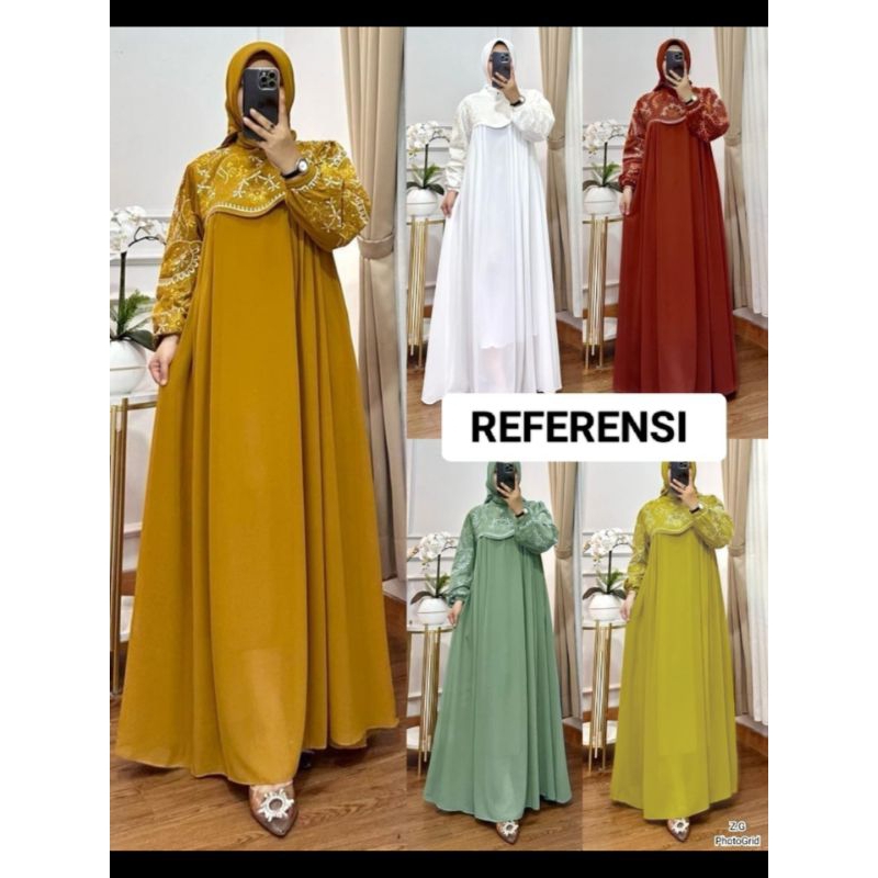gamis Tasya bordir/ gamis crinkle airflow