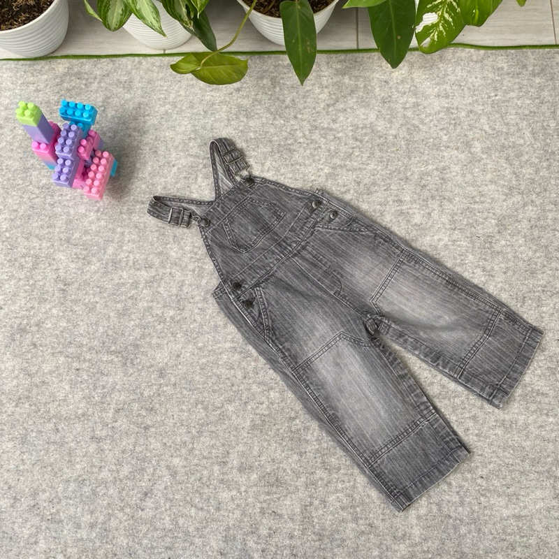 overall anak jeans double knee baby gap abu super cakep