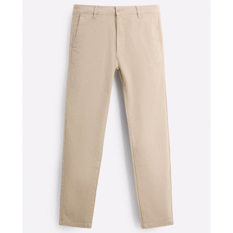 ZARA Men Skinny Fit Chino Trousers Celana Panjang Pria Beige