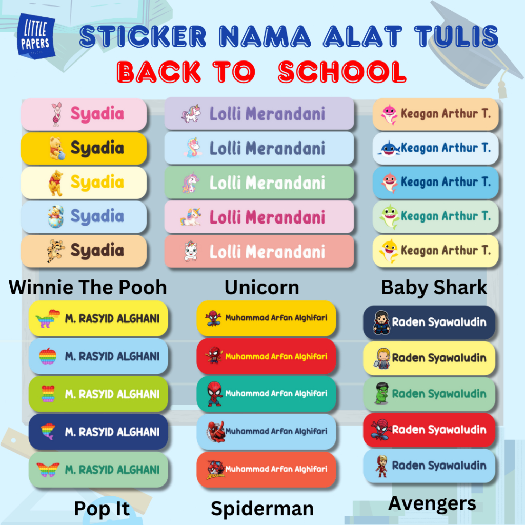 

Sticker Label Nama Alat Tulis Sekolah Littlepapers