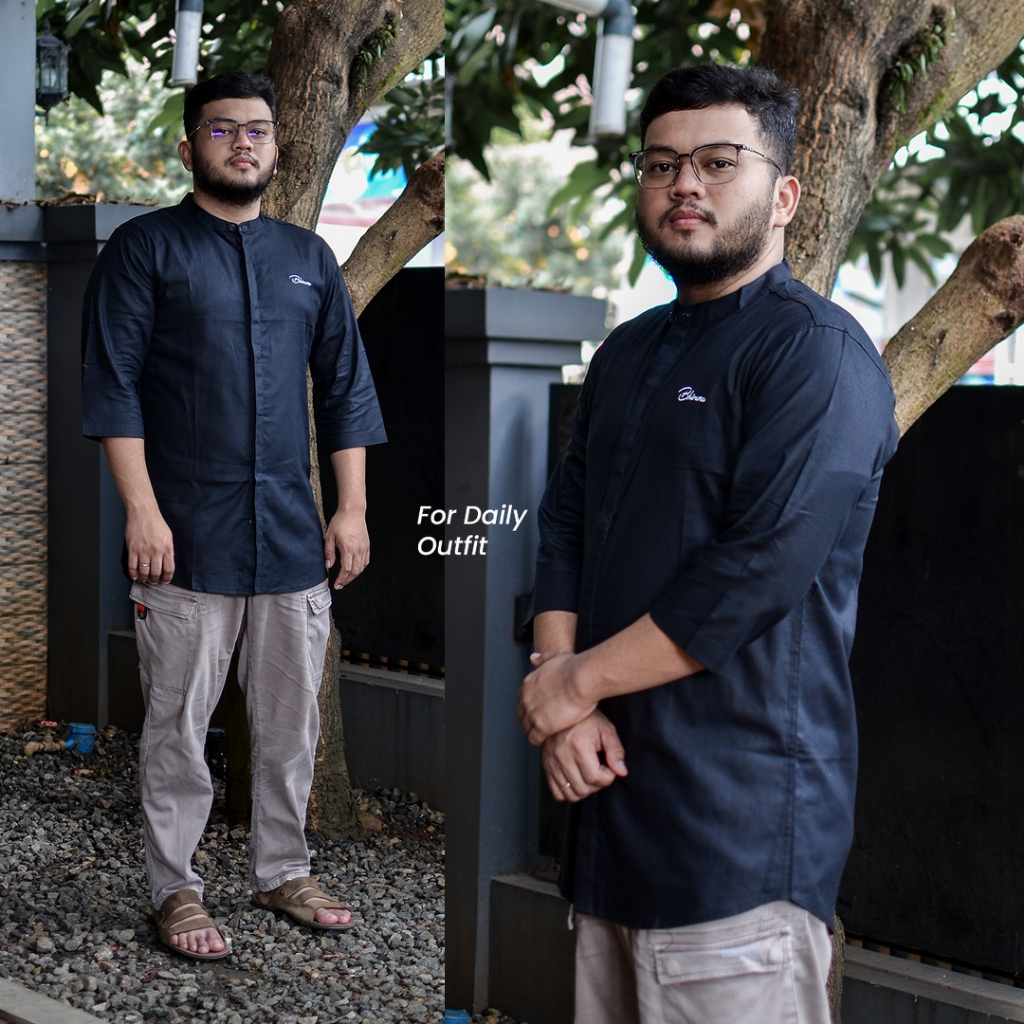 DISKON BAJU KOKO JUMBO BIG SIZE XXL 3XL 4XL 5XL KATUN LINEN LENGAN 3/4 UTSMAN HITAM BLACK BHIRAMA