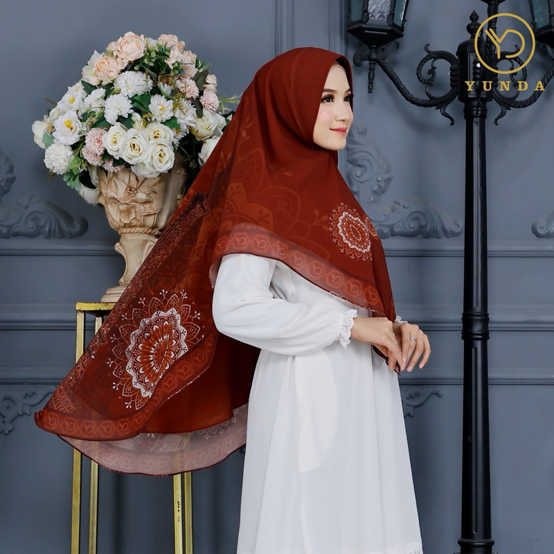 YUNDA Khimar Printing Syari Ceruty Babydoll / Khimar Motif Paris 2 Layer