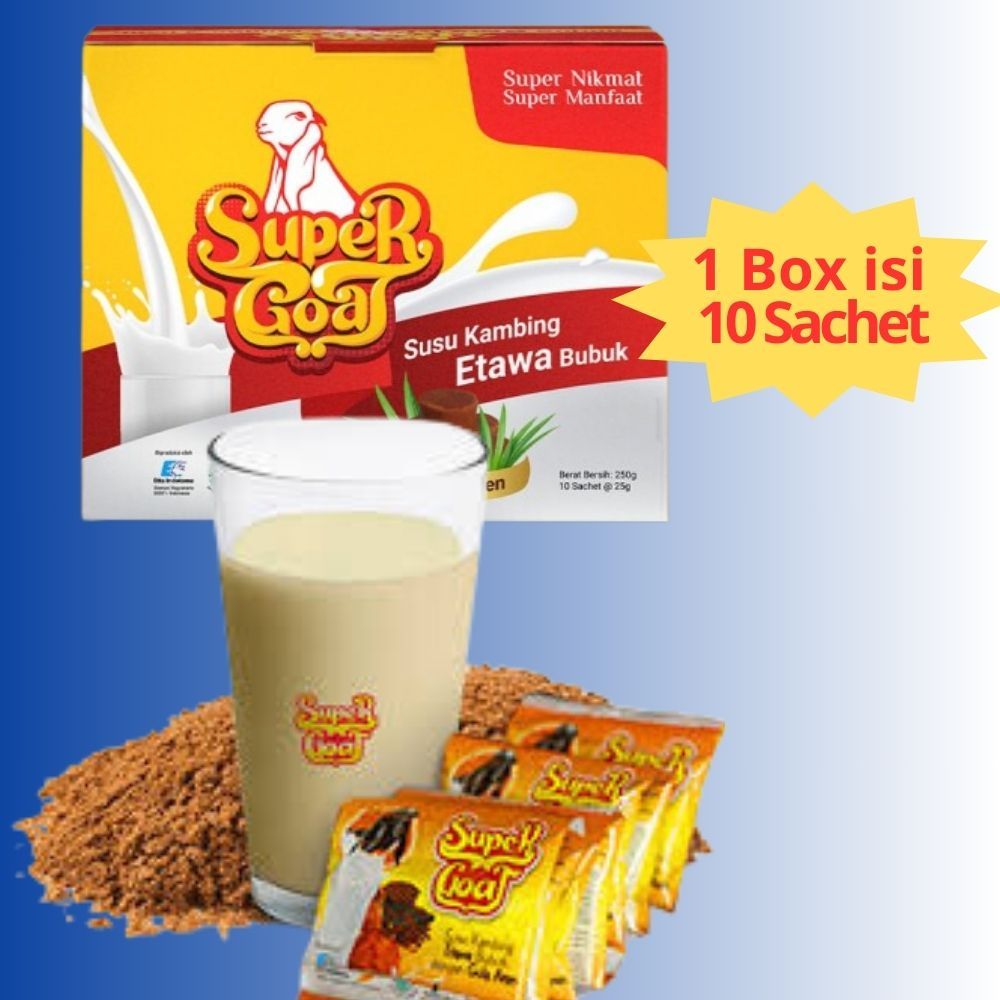 

Susu Kambing Etawa Supergoat - Promo 1 Box Bubuk Bisa COD SUPER GOAT Plus Gula Aren Murni