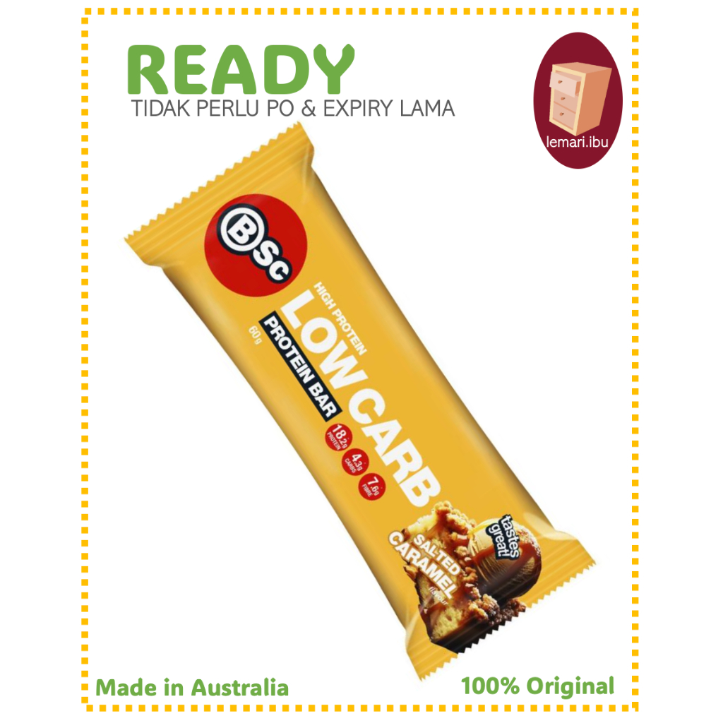 

BSC Bodyscience High Protein Low Carb Bar Salted Caramel 60g - Protein Bar - 100% ORIGINAL - BARANG READY DIKIRIM - Made in Australia