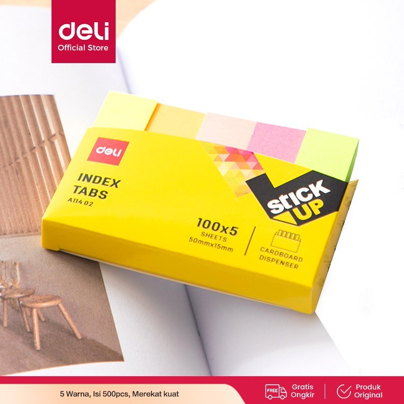 

TBMO Deli EA11402 Memo Indeks - Paper Index Tabs 50×12mm 5×100sheet / Sticky Note