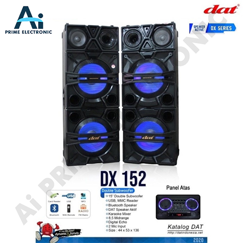 ORIGINAL DAT DX 152 Speaker Aktif Double Subwoofer 15 inch 2 Mic